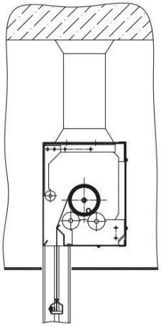 the scheme of fastening the fire curtain on the suspensions under the false ceiling